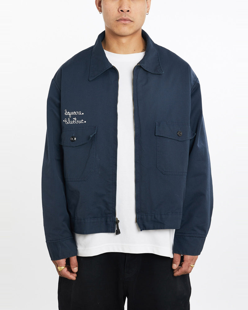 Vintage, 90s, Chain, Stitch, Mechanic, Jacket, The Real Deal, size extra large, colour Navy, newtown, sydney, australia, thrift store, opshop, preloved, secondhand, sustainable, retro, antique, 70s, 80s, 90s, 2000s, 00s, fashion, clothing, streetwear, trendy, garment, style, boutique, store, shop, archive, sale, cheap, best, top, Jackets