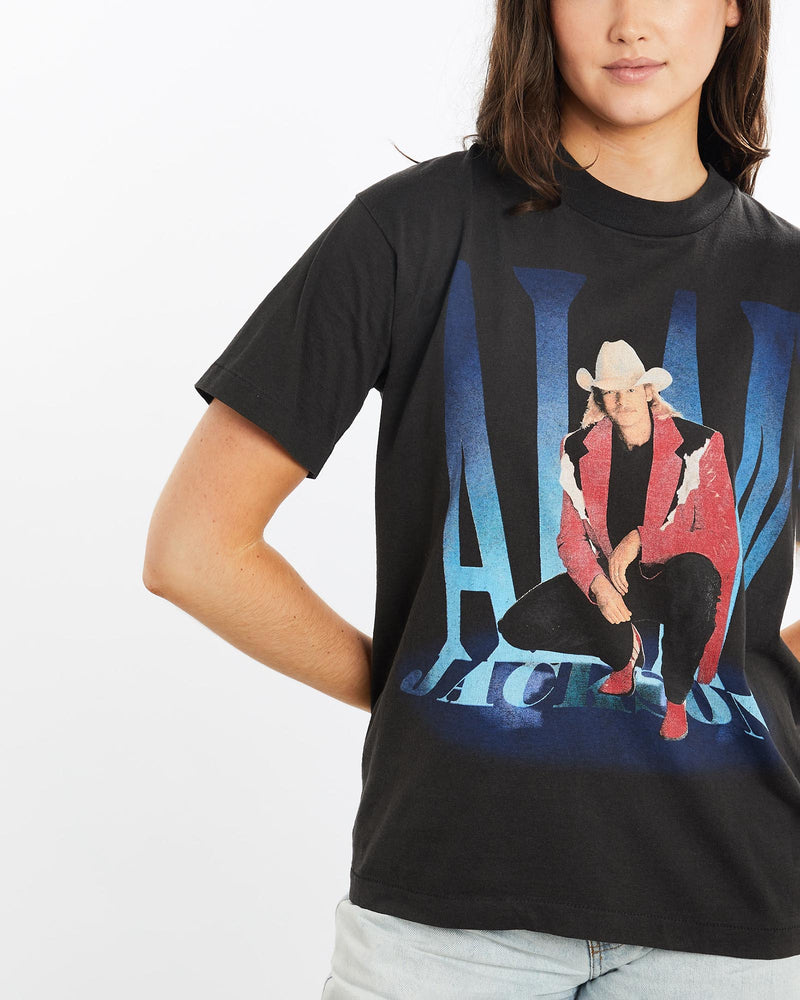 Vintage, 1995, Alan, Jackson, Music, Tee, The Real Deal, size medium, colour Black, newtown, sydney, australia, thrift store, opshop, preloved, secondhand, sustainable, retro, antique, 70s, 80s, 90s, 2000s, 00s, fashion, clothing, streetwear, trendy, garment, style, boutique, store, shop, archive, sale, cheap, best, top, T-Shirts