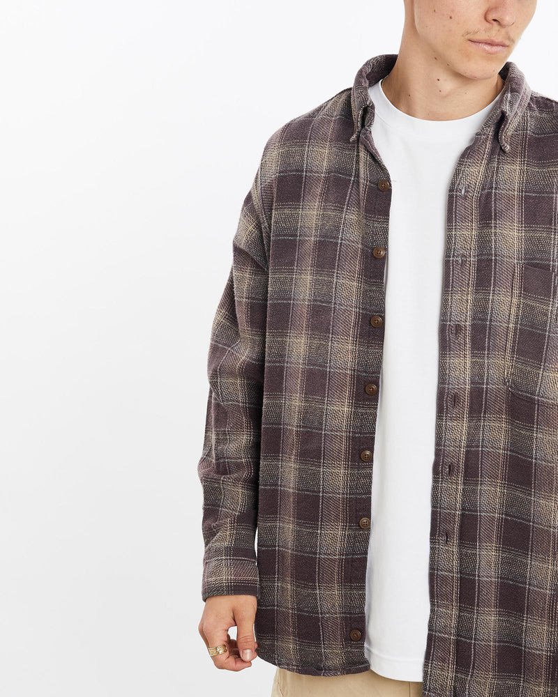 Vintage, Five, Brother, Flannelette, Button, Up, Shirt, The Real Deal, size large, colour Purple, newtown, sydney, australia, thrift store, opshop, preloved, secondhand, sustainable, retro, antique, 70s, 80s, 90s, 2000s, 00s, fashion, clothing, streetwear, trendy, garment, style, boutique, store, shop, archive, sale, cheap, best, top, Shirts