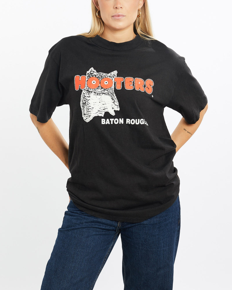 Vintage, 90s, Hooters, Tee, The Real Deal, size medium, colour Black, newtown, sydney, australia, thrift store, opshop, preloved, secondhand, sustainable, retro, antique, 70s, 80s, 90s, 2000s, 00s, fashion, clothing, streetwear, trendy, garment, style, boutique, store, shop, archive, sale, cheap, best, top, T-Shirts