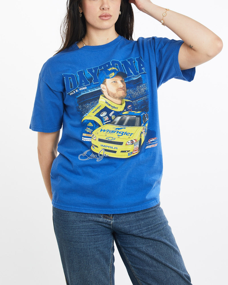 Vintage, Dale, Earnhardt, Jr., NASCAR, Racing, Tee, The Real Deal, size large, colour Blue, newtown, sydney, australia, thrift store, opshop, preloved, secondhand, sustainable, retro, antique, 70s, 80s, 90s, 2000s, 00s, fashion, clothing, streetwear, trendy, garment, style, boutique, store, shop, archive, sale, cheap, best, top, T-Shirts