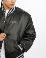 Vintage, 1992, Baseball, Satin, Bomber, Jacket, The Real Deal, size extra large, colour Black, newtown, sydney, australia, thrift store, opshop, preloved, secondhand, sustainable, retro, antique, 70s, 80s, 90s, 2000s, 00s, fashion, clothing, streetwear, trendy, garment, style, boutique, store, shop, archive, sale, cheap, best, top, Jackets