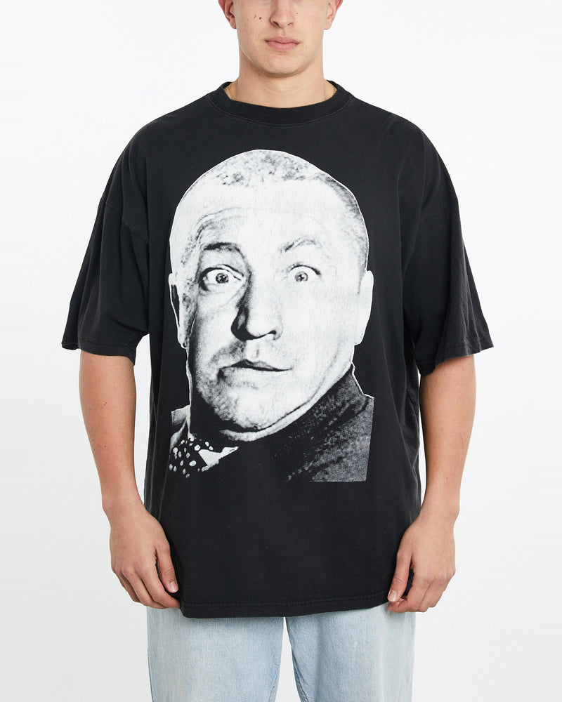 Vintage, 90s, The, Three, Stooges, Curly', Tee, The Real Deal, size double extra large, colour Black, newtown, sydney, australia, thrift store, opshop, preloved, secondhand, sustainable, retro, antique, 70s, 80s, 90s, 2000s, 00s, fashion, clothing, streetwear, trendy, garment, style, boutique, store, shop, archive, sale, cheap, best, top, T-Shirts