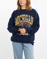 Vintage, 90s, NCAA, University, of, Michigan, Wolverines, Sweatshirt, The Real Deal, size medium, colour Navy, newtown, sydney, australia, thrift store, opshop, preloved, secondhand, sustainable, retro, antique, 70s, 80s, 90s, 2000s, 00s, fashion, clothing, streetwear, trendy, garment, style, boutique, store, shop, archive, sale, cheap, best, top, Sweats and hoodies