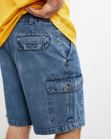 Vintage, Island, Republic, Denim, Cargo, Shorts, The Real Deal, size 33", colour Blue, newtown, sydney, australia, thrift store, opshop, preloved, secondhand, sustainable, retro, antique, 70s, 80s, 90s, 2000s, 00s, fashion, clothing, streetwear, trendy, garment, style, boutique, store, shop, archive, sale, cheap, best, top, Shorts