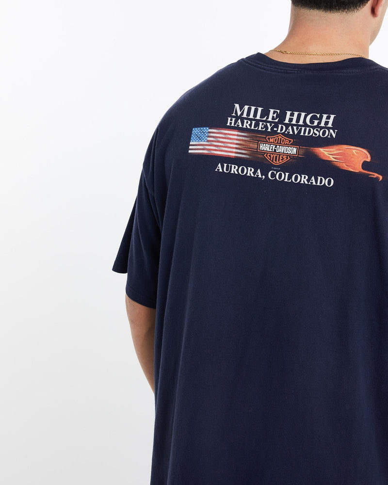 Vintage, Harley, Davidson, Tee, The Real Deal, size double extra large, colour Navy, newtown, sydney, australia, thrift store, opshop, preloved, secondhand, sustainable, retro, antique, 70s, 80s, 90s, 2000s, 00s, fashion, clothing, streetwear, trendy, garment, style, boutique, store, shop, archive, sale, cheap, best, top, T-Shirts