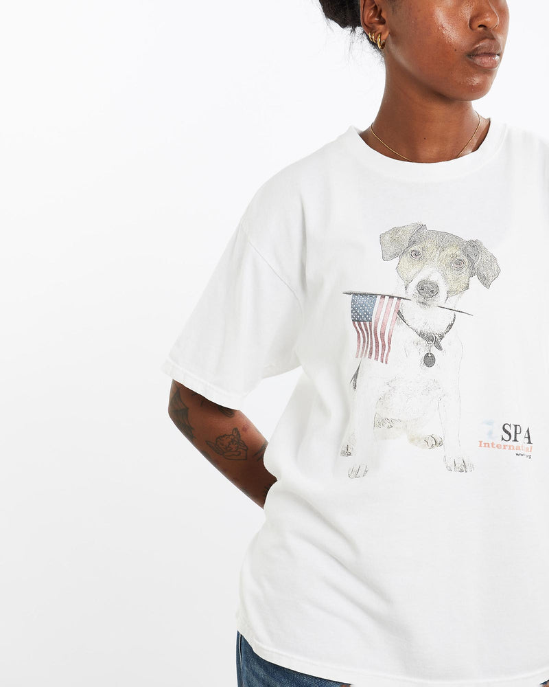 Vintage, SPCA, Animal, Rescue, Tee, The Real Deal, size medium, colour White, newtown, sydney, australia, thrift store, opshop, preloved, secondhand, sustainable, retro, antique, 70s, 80s, 90s, 2000s, 00s, fashion, clothing, streetwear, trendy, garment, style, boutique, store, shop, archive, sale, cheap, best, top, T-Shirts