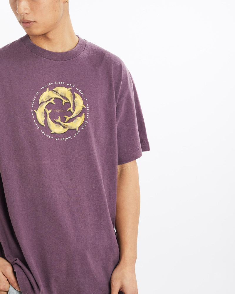 Vintage, 90s, Dolphins, Wildlife, Tee, The Real Deal, size large, colour Purple, newtown, sydney, australia, thrift store, opshop, preloved, secondhand, sustainable, retro, antique, 70s, 80s, 90s, 2000s, 00s, fashion, clothing, streetwear, trendy, garment, style, boutique, store, shop, archive, sale, cheap, best, top, T-Shirts
