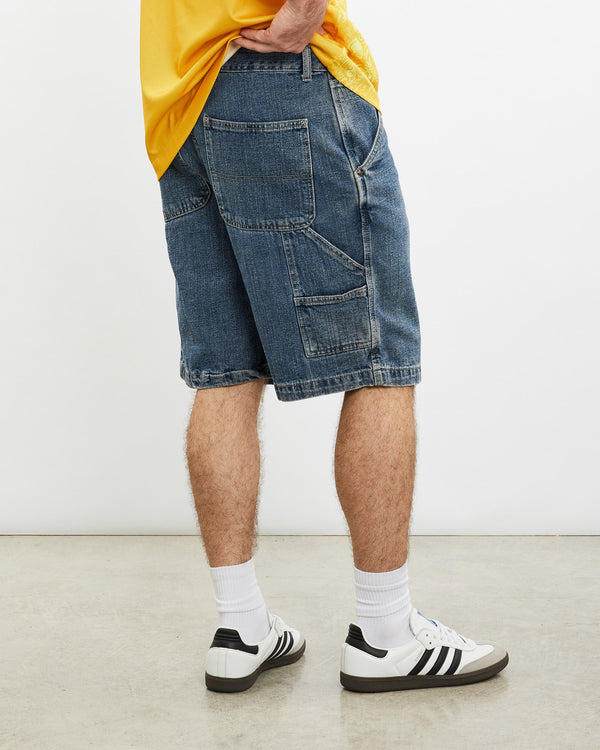 Vintage, Route, 66, Denim, Carpenter, Shorts, The Real Deal, size 34", colour Blue, newtown, sydney, australia, thrift store, opshop, preloved, secondhand, sustainable, retro, antique, 70s, 80s, 90s, 2000s, 00s, fashion, clothing, streetwear, trendy, garment, style, boutique, store, shop, archive, sale, cheap, best, top, Shorts