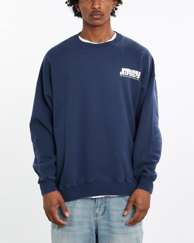 Vintage, 1996, Olympics, Jeopardy, Sponsor, Sweatshirt, The Real Deal, size large, colour Navy, newtown, sydney, australia, thrift store, opshop, preloved, secondhand, sustainable, retro, antique, 70s, 80s, 90s, 2000s, 00s, fashion, clothing, streetwear, trendy, garment, style, boutique, store, shop, archive, sale, cheap, best, top, Sweats and hoodies