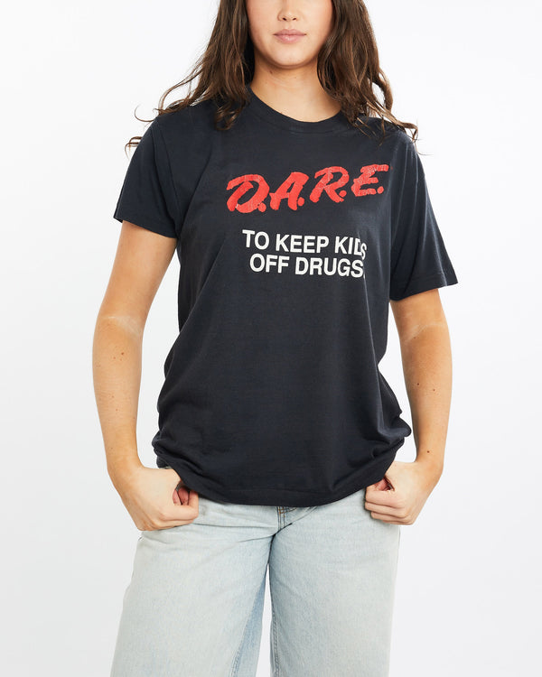 Vintage, 80s, D.A.R.E, Tee, The Real Deal, size small, colour Black, newtown, sydney, australia, thrift store, opshop, preloved, secondhand, sustainable, retro, antique, 70s, 80s, 90s, 2000s, 00s, fashion, clothing, streetwear, trendy, garment, style, boutique, store, shop, archive, sale, cheap, best, top, T-Shirts