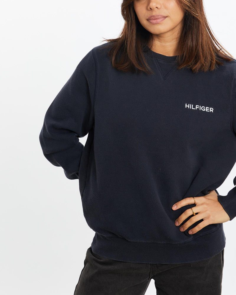 Vintage, Tommy, Hilfiger, Sweatshirt, The Real Deal, size double extra small, colour Navy, newtown, sydney, australia, thrift store, opshop, preloved, secondhand, sustainable, retro, antique, 70s, 80s, 90s, 2000s, 00s, fashion, clothing, streetwear, trendy, garment, style, boutique, store, shop, archive, sale, cheap, best, top, Sweats and hoodies