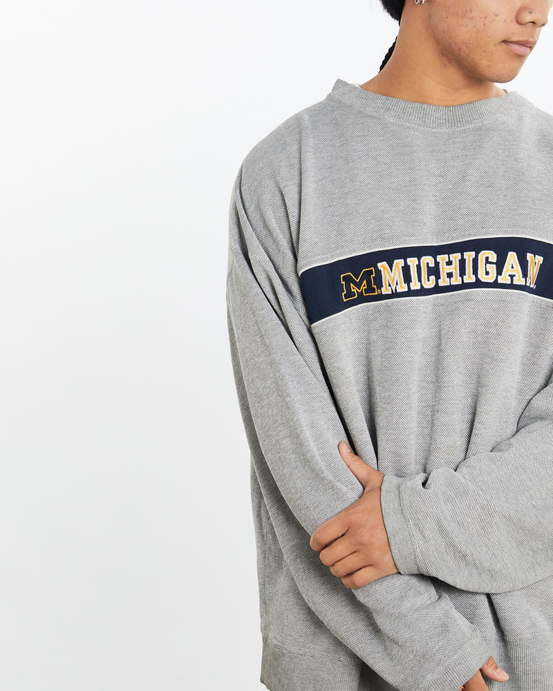 Vintage, 90s, University, of, Michigan, Sweatshirt, The Real Deal, size extra large, colour Grey, newtown, sydney, australia, thrift store, opshop, preloved, secondhand, sustainable, retro, antique, 70s, 80s, 90s, 2000s, 00s, fashion, clothing, streetwear, trendy, garment, style, boutique, store, shop, archive, sale, cheap, best, top, Sweats and hoodies