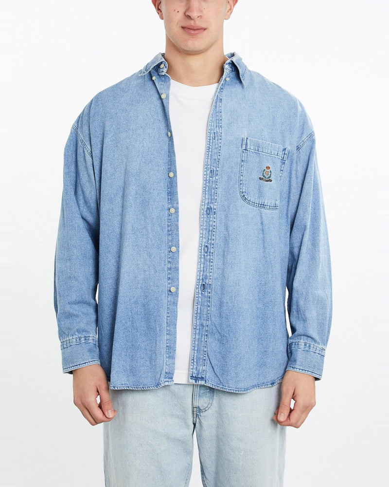 Vintage, 90s, Chaps, Ralph, Lauren, Denim, Button, Up, Shirt, The Real Deal, size extra large, colour Blue, newtown, sydney, australia, thrift store, opshop, preloved, secondhand, sustainable, retro, antique, 70s, 80s, 90s, 2000s, 00s, fashion, clothing, streetwear, trendy, garment, style, boutique, store, shop, archive, sale, cheap, best, top, Shirts