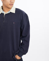 Vintage, Tommy, Hilfiger, Rugby, Shirt, The Real Deal, size large, colour Navy, newtown, sydney, australia, thrift store, opshop, preloved, secondhand, sustainable, retro, antique, 70s, 80s, 90s, 2000s, 00s, fashion, clothing, streetwear, trendy, garment, style, boutique, store, shop, archive, sale, cheap, best, top, Shirts