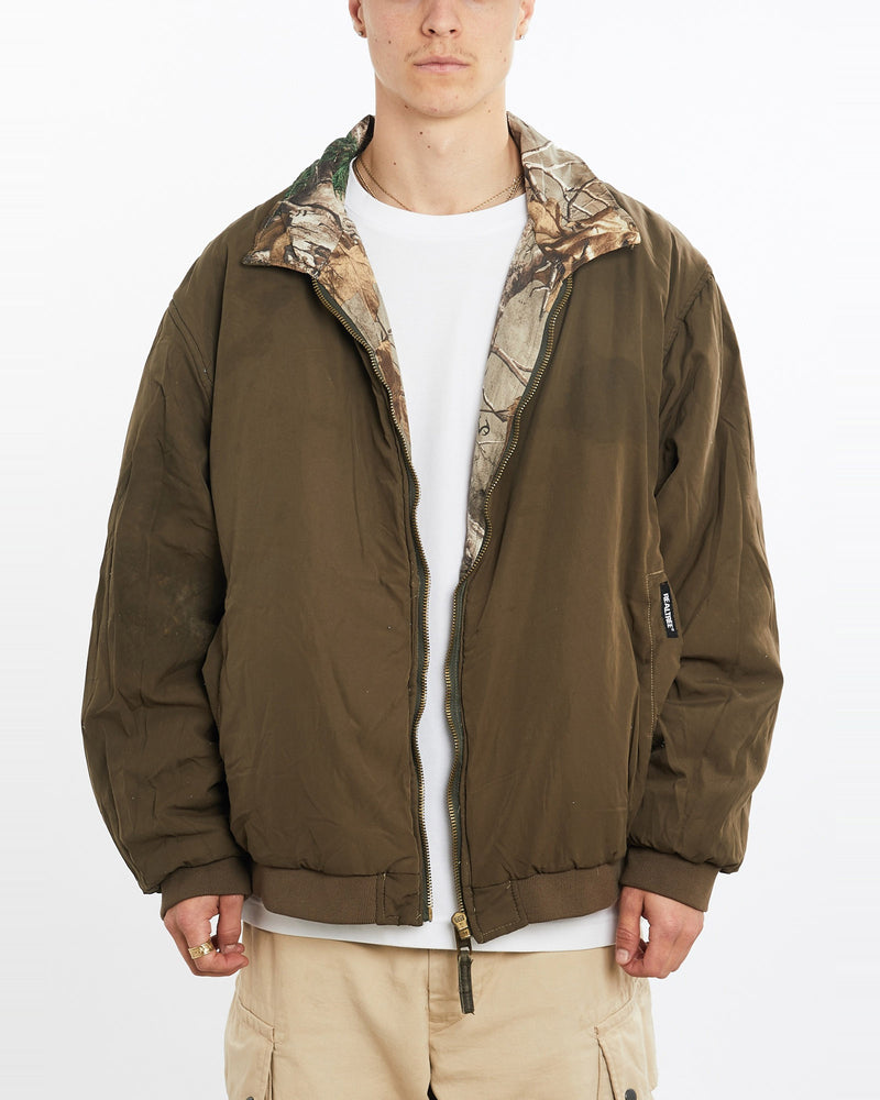 Vintage, Realtree, Camo, Reversible, Puffer, Jacket, The Real Deal, size large, colour Brown, newtown, sydney, australia, thrift store, opshop, preloved, secondhand, sustainable, retro, antique, 70s, 80s, 90s, 2000s, 00s, fashion, clothing, streetwear, trendy, garment, style, boutique, store, shop, archive, sale, cheap, best, top, Jackets