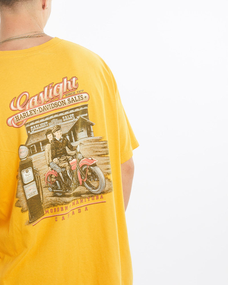 Vintage, Harley, Davidson, Tee, The Real Deal, size large, colour Yellow, newtown, sydney, australia, thrift store, opshop, preloved, secondhand, sustainable, retro, antique, 70s, 80s, 90s, 2000s, 00s, fashion, clothing, streetwear, trendy, garment, style, boutique, store, shop, archive, sale, cheap, best, top, T-Shirts
