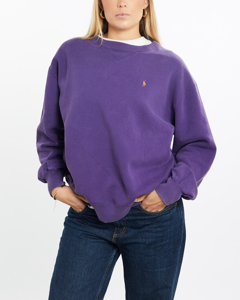 Vintage, 90s, Polo, Ralph, Lauren, Sweatshirt, The Real Deal, size medium, colour Purple, newtown, sydney, australia, thrift store, opshop, preloved, secondhand, sustainable, retro, antique, 70s, 80s, 90s, 2000s, 00s, fashion, clothing, streetwear, trendy, garment, style, boutique, store, shop, archive, sale, cheap, best, top, Sweats and hoodies