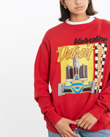 Vintage, 90s, Valvoline, Detroit, Racing, Sweatshirt, The Real Deal, size small, colour Red, newtown, sydney, australia, thrift store, opshop, preloved, secondhand, sustainable, retro, antique, 70s, 80s, 90s, 2000s, 00s, fashion, clothing, streetwear, trendy, garment, style, boutique, store, shop, archive, sale, cheap, best, top, Sweats and hoodies