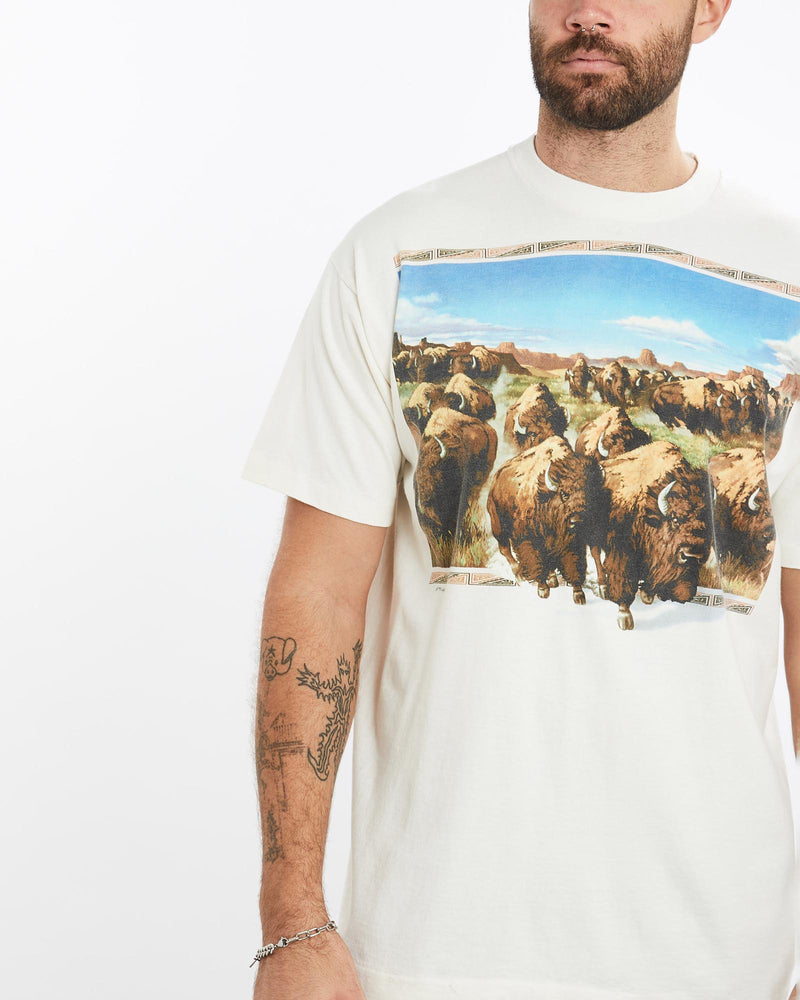 Vintage, 1995, Byson, Wildlife, Tee, The Real Deal, size extra large, colour White, newtown, sydney, australia, thrift store, opshop, preloved, secondhand, sustainable, retro, antique, 70s, 80s, 90s, 2000s, 00s, fashion, clothing, streetwear, trendy, garment, style, boutique, store, shop, archive, sale, cheap, best, top, T-Shirts