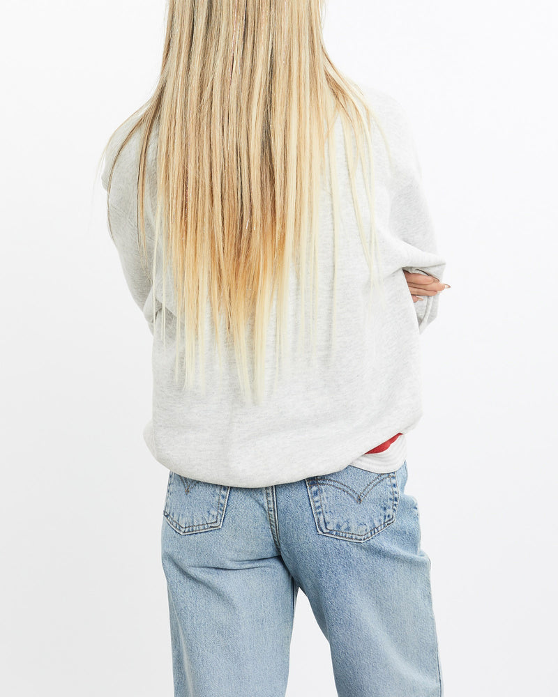 Vintage, 90s, MLB, Cleveland, Indians, Sweatshirt, The Real Deal, size extra small, colour Grey, newtown, sydney, australia, thrift store, opshop, preloved, secondhand, sustainable, retro, antique, 70s, 80s, 90s, 2000s, 00s, fashion, clothing, streetwear, trendy, garment, style, boutique, store, shop, archive, sale, cheap, best, top, Sweats and hoodies