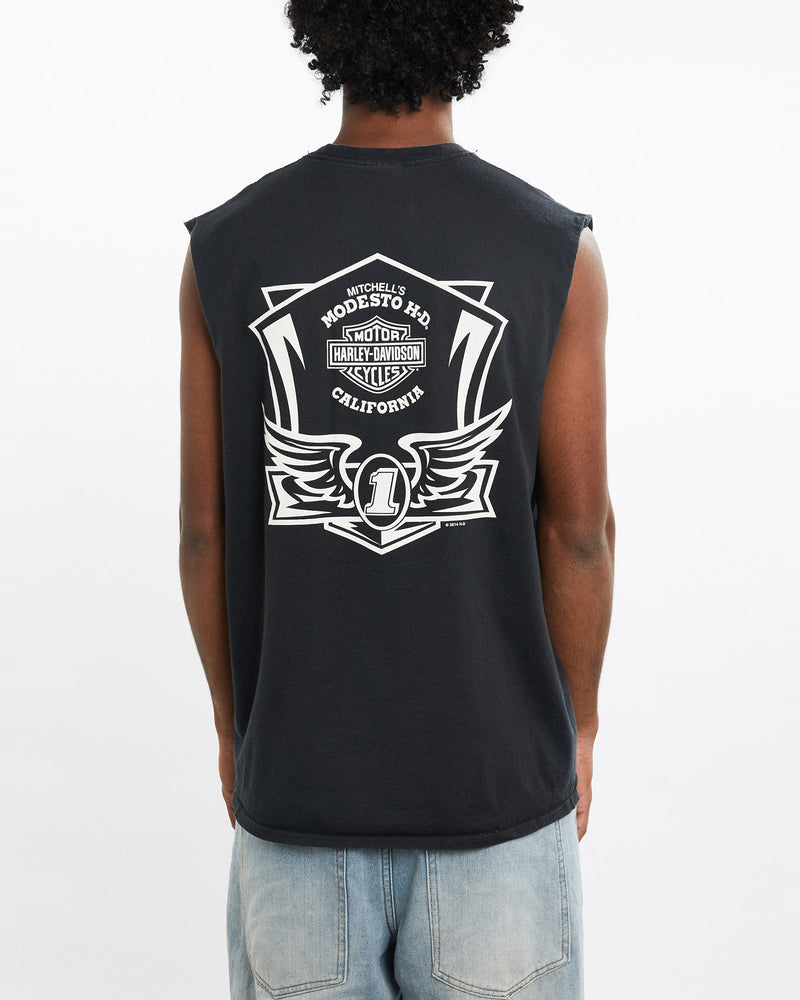 Harley, Davidson, Tank, The Real Deal, size large, colour Black, newtown, sydney, australia, thrift store, opshop, preloved, secondhand, sustainable, retro, antique, 70s, 80s, 90s, 2000s, 00s, fashion, clothing, streetwear, trendy, garment, style, boutique, store, shop, archive, sale, cheap, best, top, T-Shirts