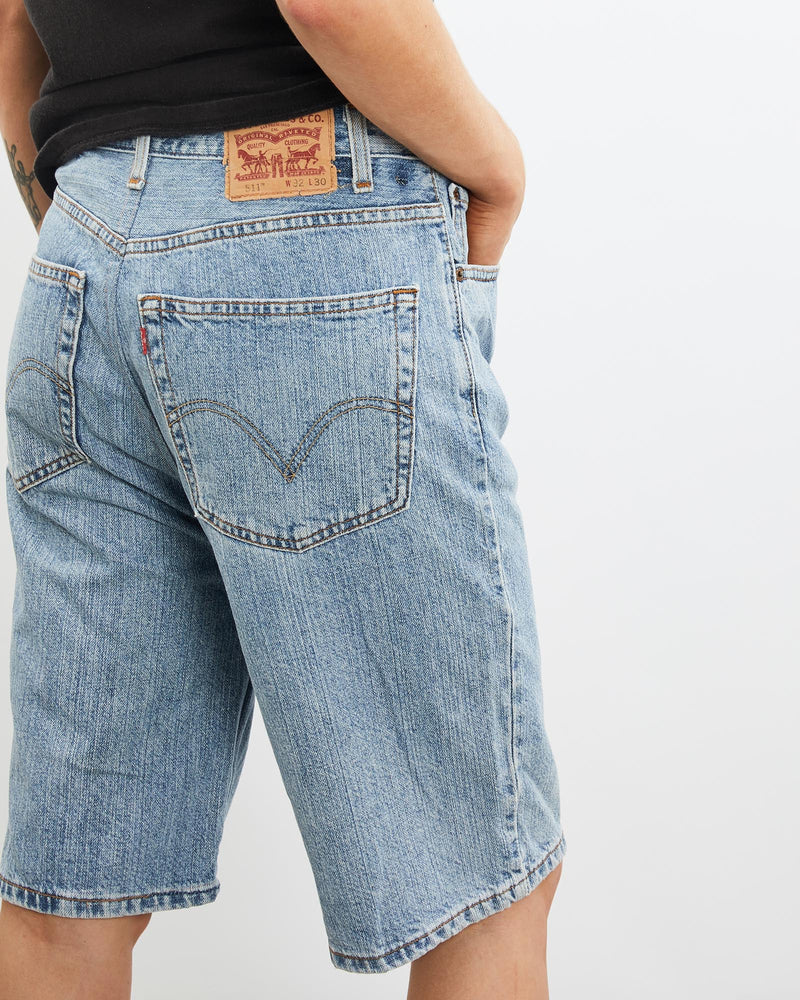 Vintage, Levi's, 511, Denim, Shorts, The Real Deal, size 31", colour Blue, newtown, sydney, australia, thrift store, opshop, preloved, secondhand, sustainable, retro, antique, 70s, 80s, 90s, 2000s, 00s, fashion, clothing, streetwear, trendy, garment, style, boutique, store, shop, archive, sale, cheap, best, top, Shorts