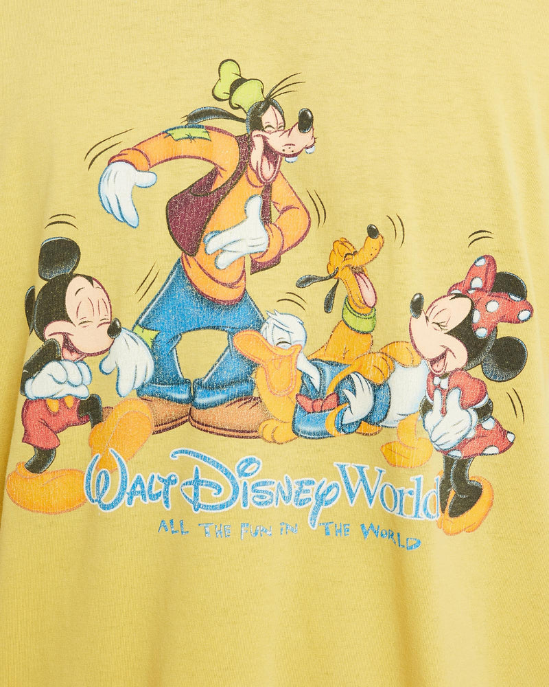 Vintage, 90s, Mickey, Mouse, Walt, Disney, World, Tee, The Real Deal, size extra large, colour Yellow, newtown, sydney, australia, thrift store, opshop, preloved, secondhand, sustainable, retro, antique, 70s, 80s, 90s, 2000s, 00s, fashion, clothing, streetwear, trendy, garment, style, boutique, store, shop, archive, sale, cheap, best, top, T-Shirts