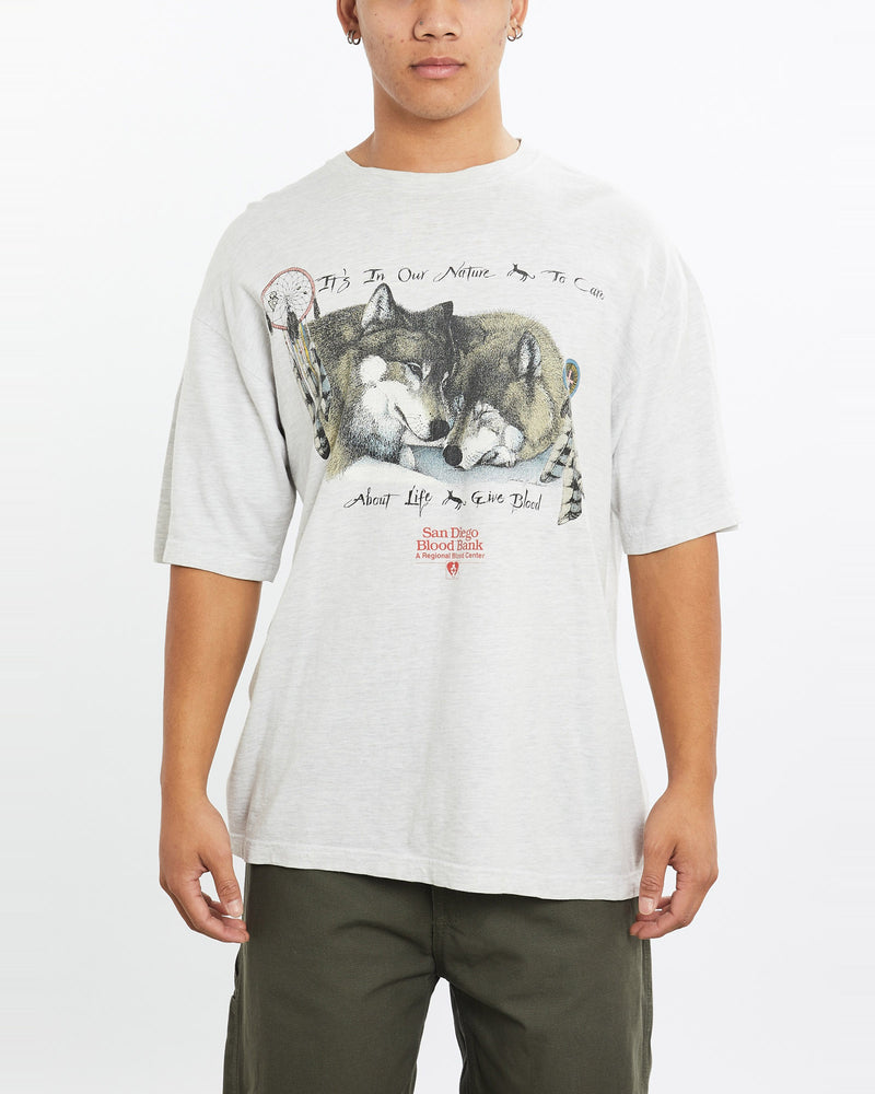 Vintage, 90s, Wolf, Wildlife, Tee, The Real Deal, size large, colour White, newtown, sydney, australia, thrift store, opshop, preloved, secondhand, sustainable, retro, antique, 70s, 80s, 90s, 2000s, 00s, fashion, clothing, streetwear, trendy, garment, style, boutique, store, shop, archive, sale, cheap, best, top, T-Shirts