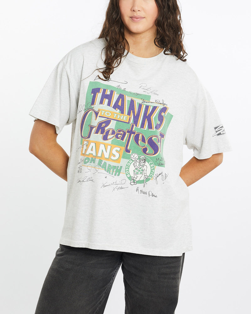 Vintage, 90s, NBA, Boston, Celtics, Tee, The Real Deal, size medium, colour Grey, newtown, sydney, australia, thrift store, opshop, preloved, secondhand, sustainable, retro, antique, 70s, 80s, 90s, 2000s, 00s, fashion, clothing, streetwear, trendy, garment, style, boutique, store, shop, archive, sale, cheap, best, top, T-Shirts