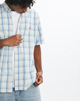 Vintage, 90s, Polo, Ralph, Lauren, Short, Sleeve, Button, Up, Shirt, The Real Deal, size large, colour Blue, newtown, sydney, australia, thrift store, opshop, preloved, secondhand, sustainable, retro, antique, 70s, 80s, 90s, 2000s, 00s, fashion, clothing, streetwear, trendy, garment, style, boutique, store, shop, archive, sale, cheap, best, top, Shirts