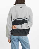 Vintage, 90s, Adidas, Collared, Sweatshirt, The Real Deal, size small, colour Grey, newtown, sydney, australia, thrift store, opshop, preloved, secondhand, sustainable, retro, antique, 70s, 80s, 90s, 2000s, 00s, fashion, clothing, streetwear, trendy, garment, style, boutique, store, shop, archive, sale, cheap, best, top, Sweats and hoodies