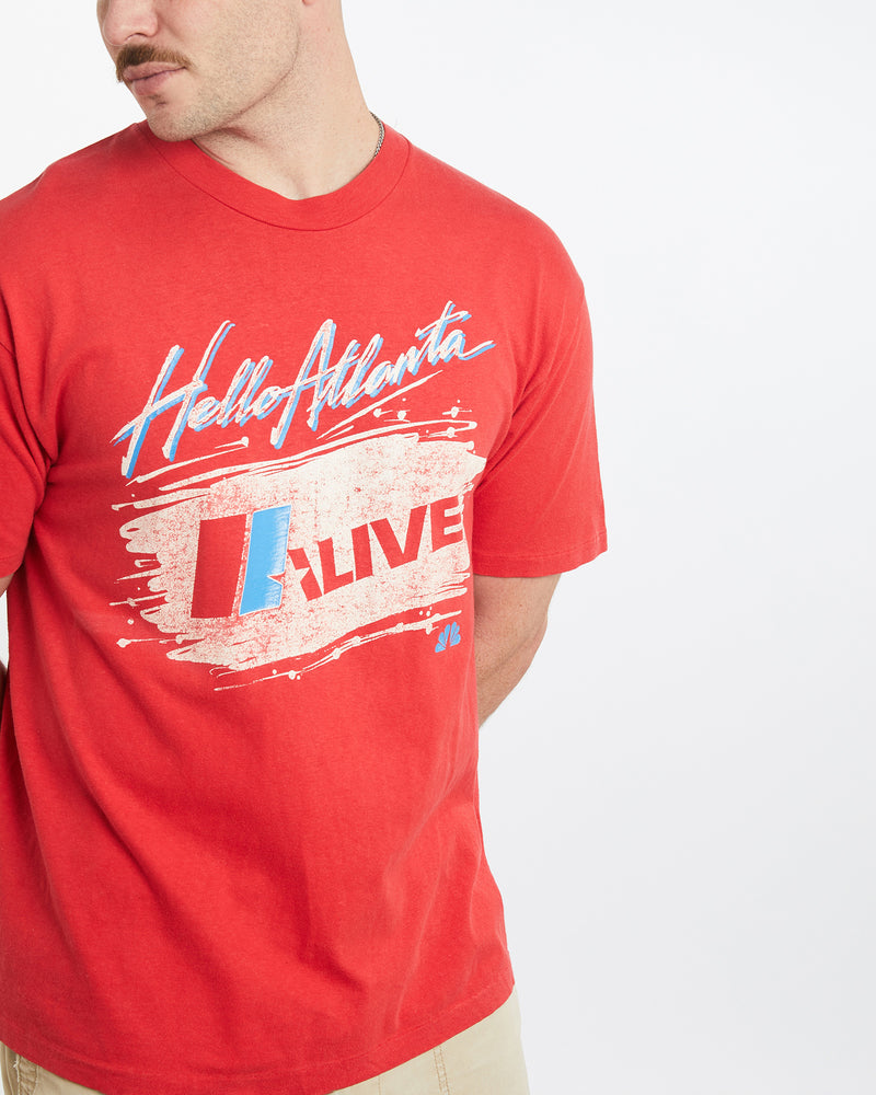 Vintage 90s NBC ''Hello Atlanta' Radio Tee <br>M , The Real Deal , newtown, sydney, australia, thrift store, opshop, preloved, secondhand, sustainable, retro, antique, 70s, 80s, 90s, 2000s, 00s, fashion, clothing, streetwear, trendy, garment, style, boutique, store, shop, archive, sale, cheap, best, top