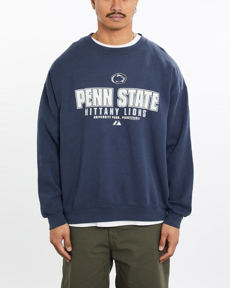 Vintage, NCAA, Penn, State, Nittany, Lions, Sweatshirt, The Real Deal, size large, colour Navy, newtown, sydney, australia, thrift store, opshop, preloved, secondhand, sustainable, retro, antique, 70s, 80s, 90s, 2000s, 00s, fashion, clothing, streetwear, trendy, garment, style, boutique, store, shop, archive, sale, cheap, best, top, Sweats and hoodies