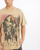 Vintage, Bison, Wildlife, Tee, The Real Deal, size large, colour Brown, newtown, sydney, australia, thrift store, opshop, preloved, secondhand, sustainable, retro, antique, 70s, 80s, 90s, 2000s, 00s, fashion, clothing, streetwear, trendy, garment, style, boutique, store, shop, archive, sale, cheap, best, top, T-Shirts