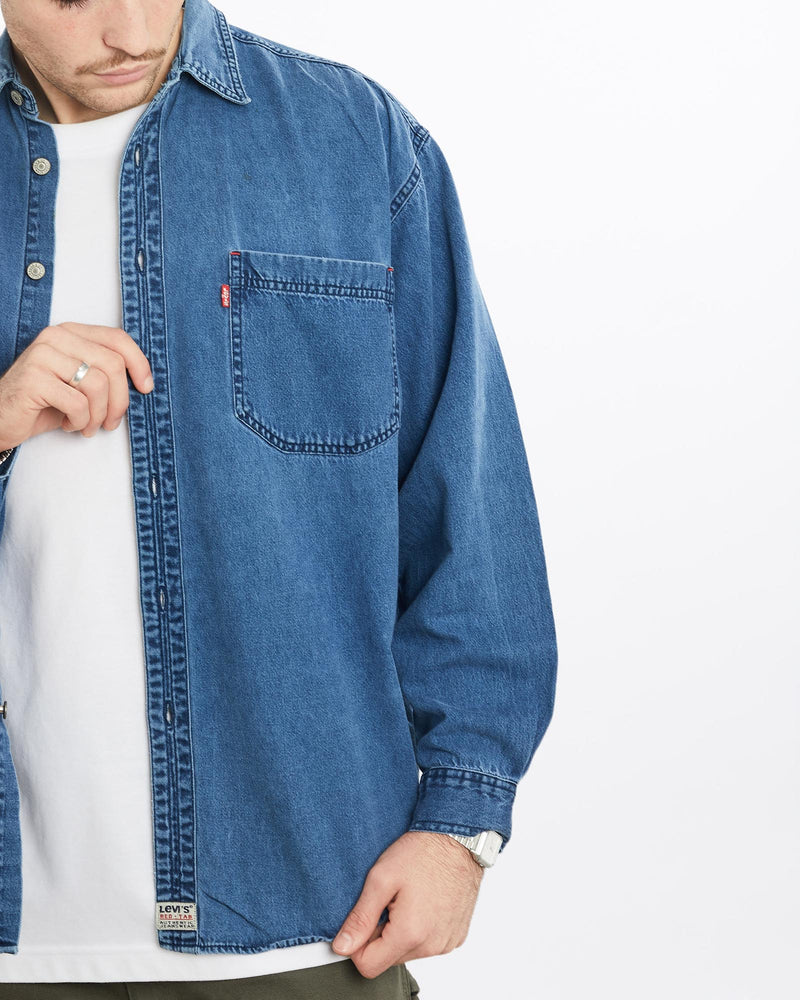 Vintage, 90s, Levi's, Denim, Button, Up, Shirt, The Real Deal, size large, colour Blue, newtown, sydney, australia, thrift store, opshop, preloved, secondhand, sustainable, retro, antique, 70s, 80s, 90s, 2000s, 00s, fashion, clothing, streetwear, trendy, garment, style, boutique, store, shop, archive, sale, cheap, best, top, Shirts