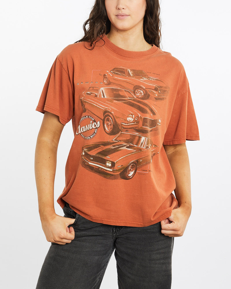 Vintage, Camaro, Muscle, Car, Tee, The Real Deal, size medium, colour Orange, newtown, sydney, australia, thrift store, opshop, preloved, secondhand, sustainable, retro, antique, 70s, 80s, 90s, 2000s, 00s, fashion, clothing, streetwear, trendy, garment, style, boutique, store, shop, archive, sale, cheap, best, top, T-Shirts