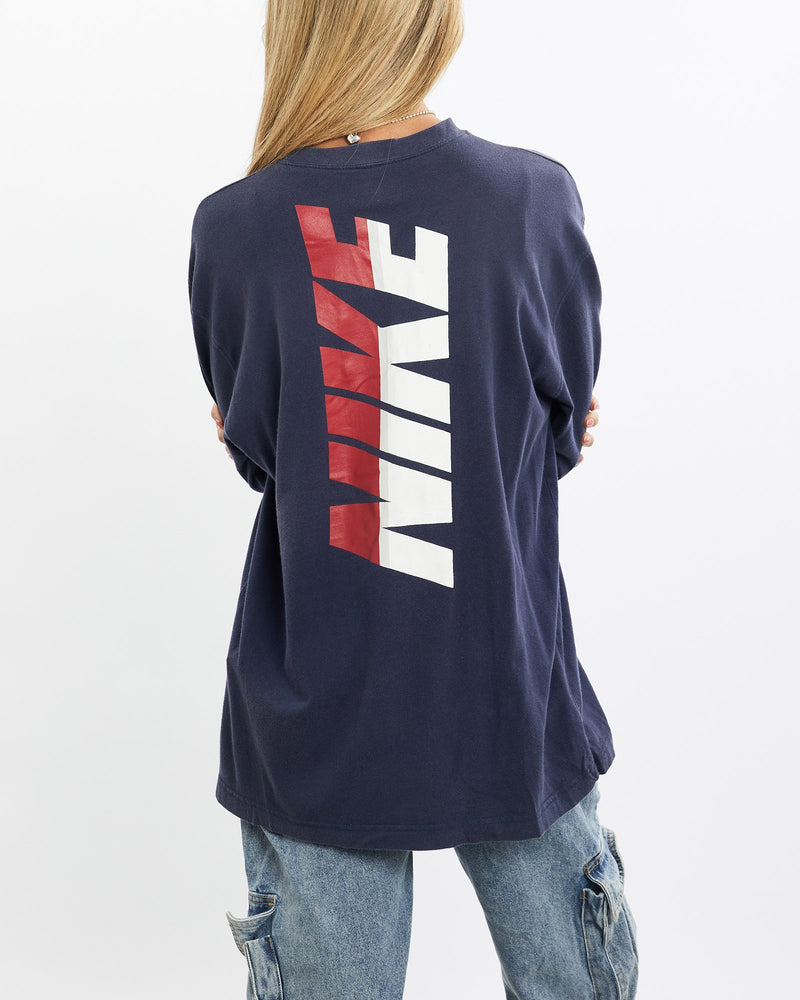Vintage, 90s, Nike, Long, Sleeve, Tee, The Real Deal, size small, colour Navy, newtown, sydney, australia, thrift store, opshop, preloved, secondhand, sustainable, retro, antique, 70s, 80s, 90s, 2000s, 00s, fashion, clothing, streetwear, trendy, garment, style, boutique, store, shop, archive, sale, cheap, best, top, T-Shirts