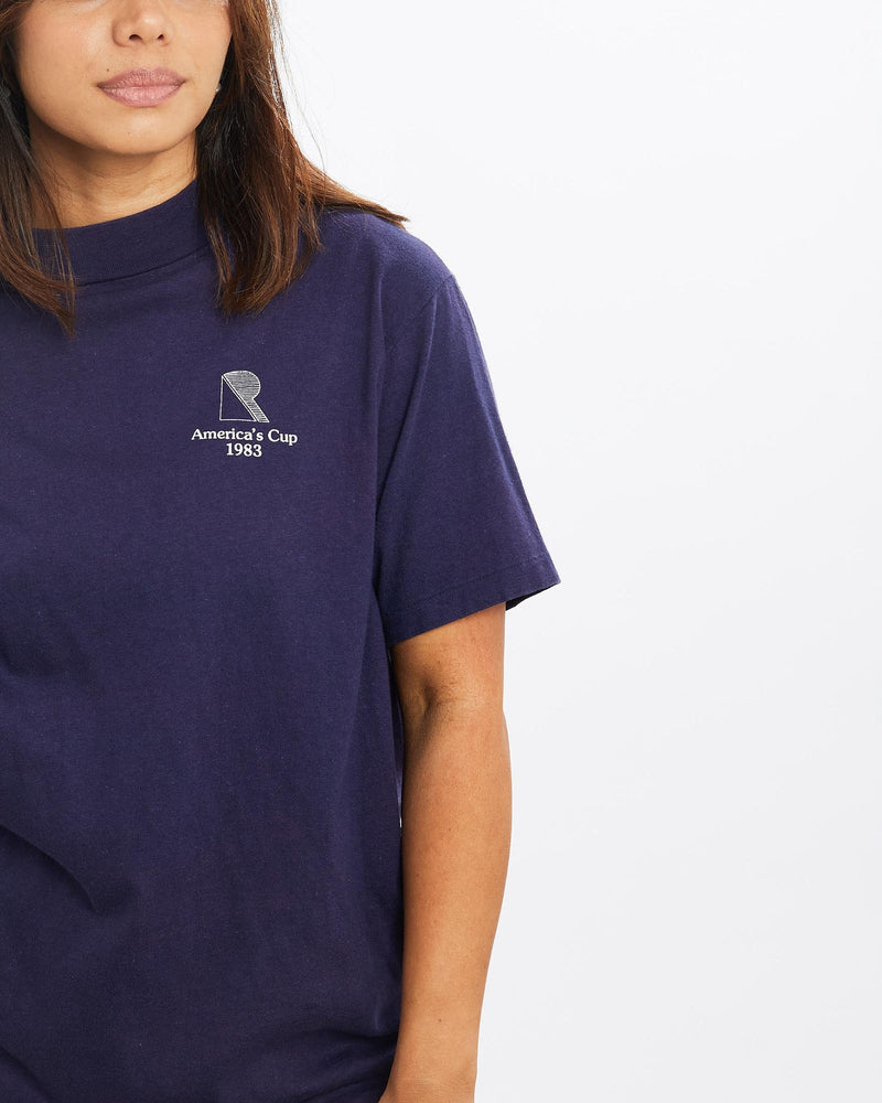 Vintage, 1983, America's, Cup, Sailing, Tee, The Real Deal, size extra small, colour White, newtown, sydney, australia, thrift store, opshop, preloved, secondhand, sustainable, retro, antique, 70s, 80s, 90s, 2000s, 00s, fashion, clothing, streetwear, trendy, garment, style, boutique, store, shop, archive, sale, cheap, best, top, T-Shirts