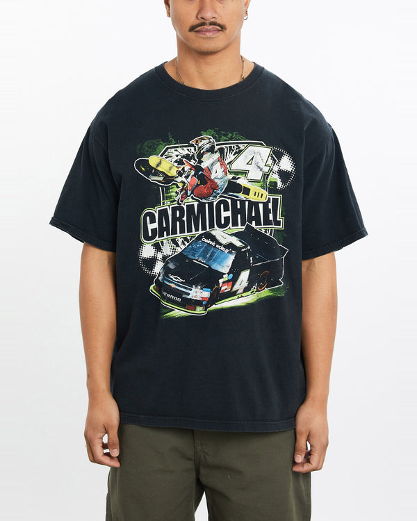 Vintage, Carmichael, NASCAR, Racing, Tee, The Real Deal, size large, colour Black, newtown, sydney, australia, thrift store, opshop, preloved, secondhand, sustainable, retro, antique, 70s, 80s, 90s, 2000s, 00s, fashion, clothing, streetwear, trendy, garment, style, boutique, store, shop, archive, sale, cheap, best, top, T-Shirts