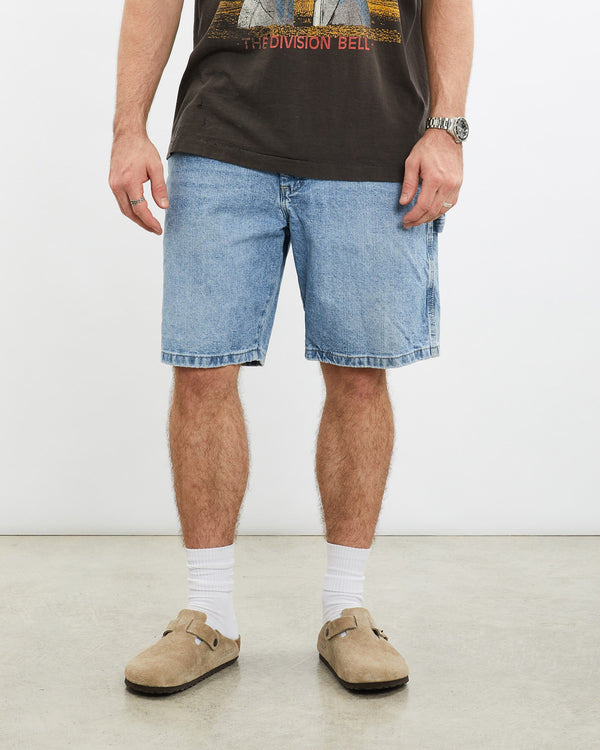 Vintage, Wrangler, Denim, Carpenter, Shorts, The Real Deal, size 34", colour Blue, newtown, sydney, australia, thrift store, opshop, preloved, secondhand, sustainable, retro, antique, 70s, 80s, 90s, 2000s, 00s, fashion, clothing, streetwear, trendy, garment, style, boutique, store, shop, archive, sale, cheap, best, top, Shorts