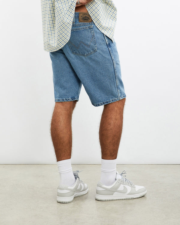 Vintage, Wrangler, Denim, Shorts, The Real Deal, size 35", colour Blue, newtown, sydney, australia, thrift store, opshop, preloved, secondhand, sustainable, retro, antique, 70s, 80s, 90s, 2000s, 00s, fashion, clothing, streetwear, trendy, garment, style, boutique, store, shop, archive, sale, cheap, best, top, Shorts