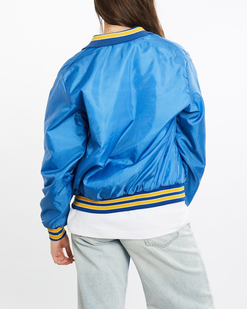 Vintage, 90s, Erie, Runners, Club, Satin, Bomber, Jacket, The Real Deal, size medium, colour Blue, newtown, sydney, australia, thrift store, opshop, preloved, secondhand, sustainable, retro, antique, 70s, 80s, 90s, 2000s, 00s, fashion, clothing, streetwear, trendy, garment, style, boutique, store, shop, archive, sale, cheap, best, top, Jackets