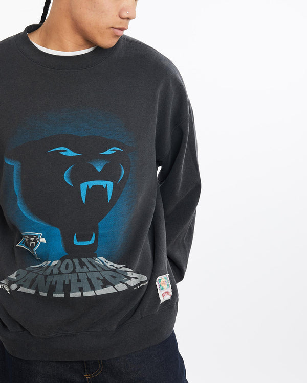 Vintage, 1993, NFL, Carolina, Panthers, Sweatshirt, The Real Deal, size large, colour Black, newtown, sydney, australia, thrift store, opshop, preloved, secondhand, sustainable, retro, antique, 70s, 80s, 90s, 2000s, 00s, fashion, clothing, streetwear, trendy, garment, style, boutique, store, shop, archive, sale, cheap, best, top, Sweats and hoodies
