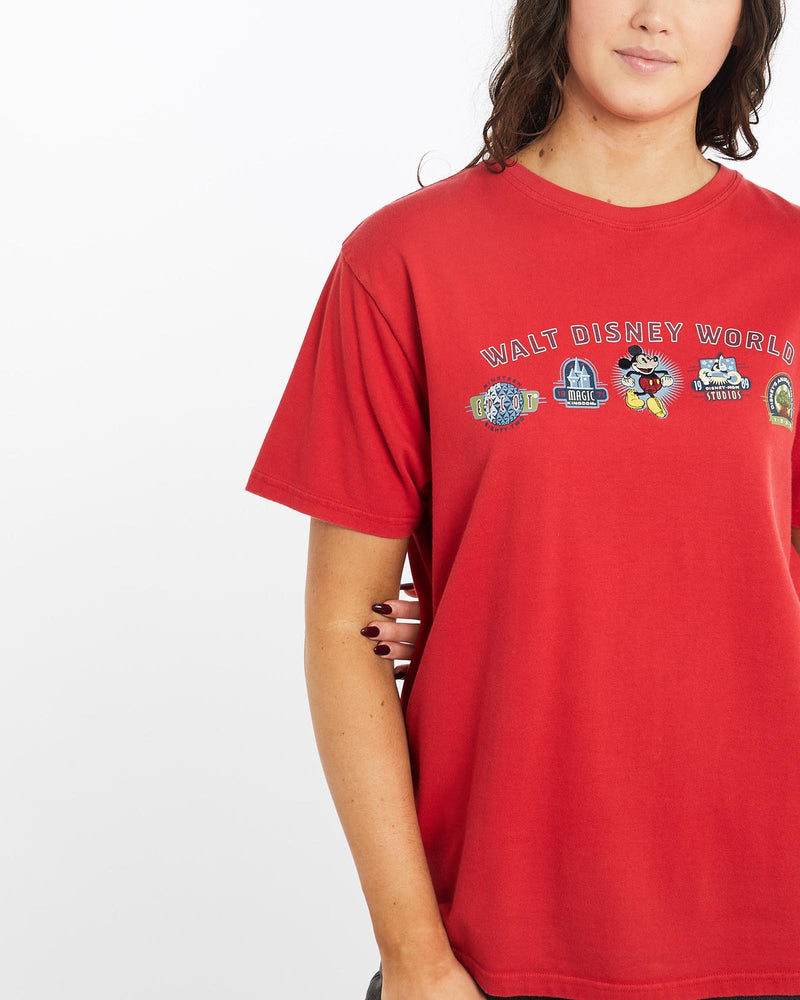 Vintage, 1998, Mickey, Mouse, Walt, Disney, World, Tee, The Real Deal, size medium, colour Red, newtown, sydney, australia, thrift store, opshop, preloved, secondhand, sustainable, retro, antique, 70s, 80s, 90s, 2000s, 00s, fashion, clothing, streetwear, trendy, garment, style, boutique, store, shop, archive, sale, cheap, best, top, T-Shirts