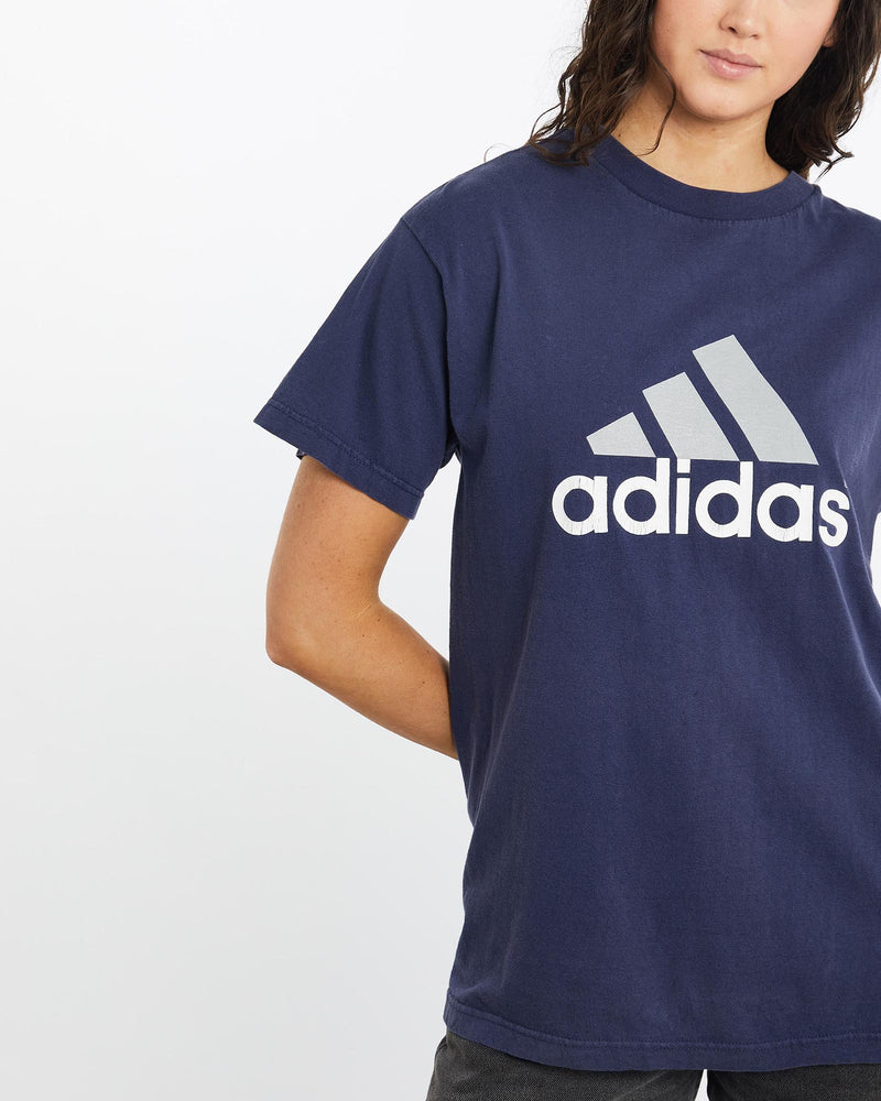 Vintage, Adidas, Tee, The Real Deal, size medium, colour Navy, newtown, sydney, australia, thrift store, opshop, preloved, secondhand, sustainable, retro, antique, 70s, 80s, 90s, 2000s, 00s, fashion, clothing, streetwear, trendy, garment, style, boutique, store, shop, archive, sale, cheap, best, top, T-Shirts