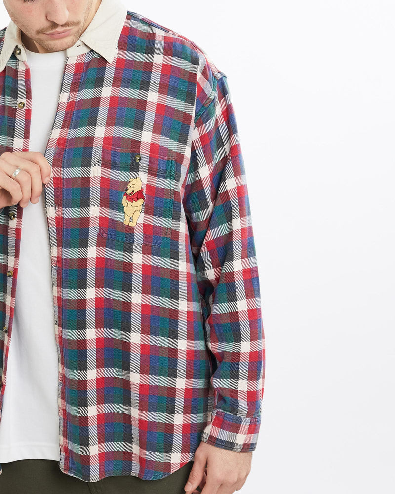 Vintage, 90s, Disney, Winnie, The, Pooh, Flannelette, Button, Up, Shirt, The Real Deal, size extra large, colour Multicolour, newtown, sydney, australia, thrift store, opshop, preloved, secondhand, sustainable, retro, antique, 70s, 80s, 90s, 2000s, 00s, fashion, clothing, streetwear, trendy, garment, style, boutique, store, shop, archive, sale, cheap, best, top, Shirts