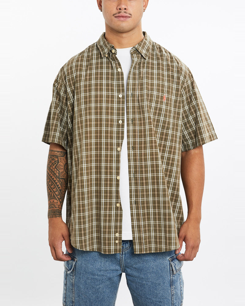 Vintage, 90s, Polo, Ralph, Lauren, Short, Sleeve, Button, Up, Shirt, The Real Deal, size extra large, colour Brown, newtown, sydney, australia, thrift store, opshop, preloved, secondhand, sustainable, retro, antique, 70s, 80s, 90s, 2000s, 00s, fashion, clothing, streetwear, trendy, garment, style, boutique, store, shop, archive, sale, cheap, best, top, Shirts