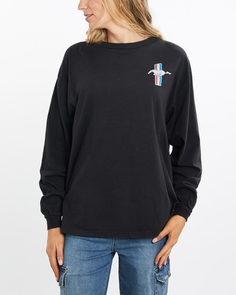 Vintage, Ford, Mustang, Long, Sleeve, Tee, The Real Deal, size medium, colour Black, newtown, sydney, australia, thrift store, opshop, preloved, secondhand, sustainable, retro, antique, 70s, 80s, 90s, 2000s, 00s, fashion, clothing, streetwear, trendy, garment, style, boutique, store, shop, archive, sale, cheap, best, top, T-Shirts