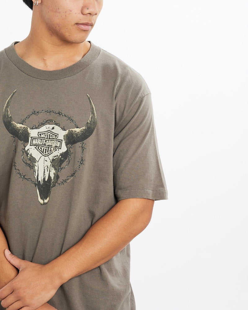 Vintage, 1996, Harley, Davidson, Tee, The Real Deal, size large, colour Grey, newtown, sydney, australia, thrift store, opshop, preloved, secondhand, sustainable, retro, antique, 70s, 80s, 90s, 2000s, 00s, fashion, clothing, streetwear, trendy, garment, style, boutique, store, shop, archive, sale, cheap, best, top, T-Shirts